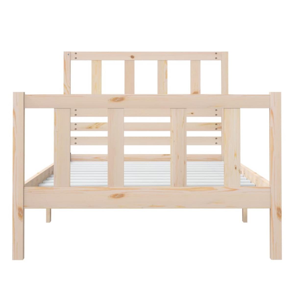 Estructura de cama individual de madera maciza 90x190 cm