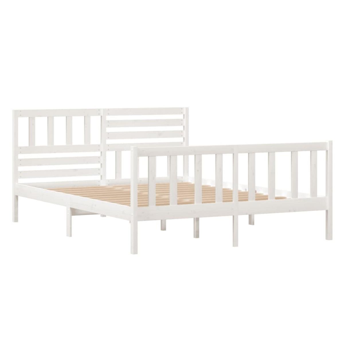 Estructura cama doble pequeña madera maciza blanco 120x190 cm