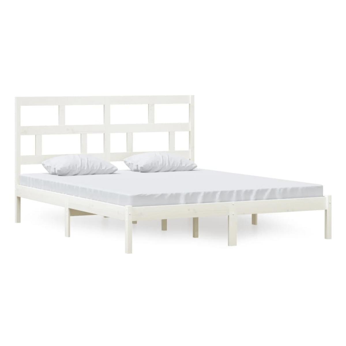 Estructura de cama de madera maciza de pino blanco 160x200 cm