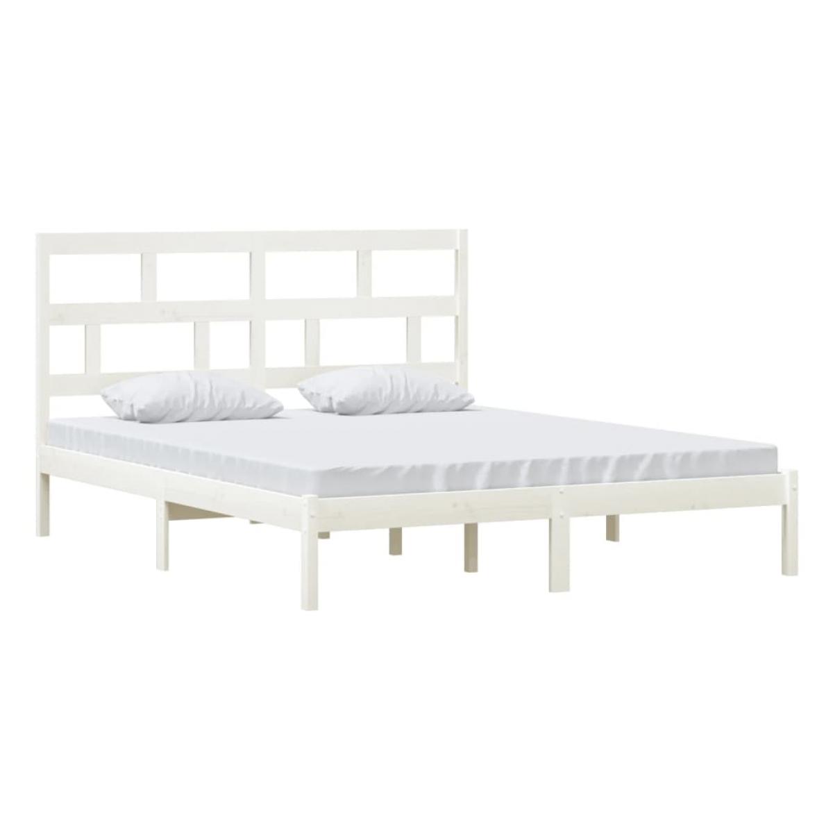 Estructura de cama de madera maciza de pino blanco 160x200 cm
