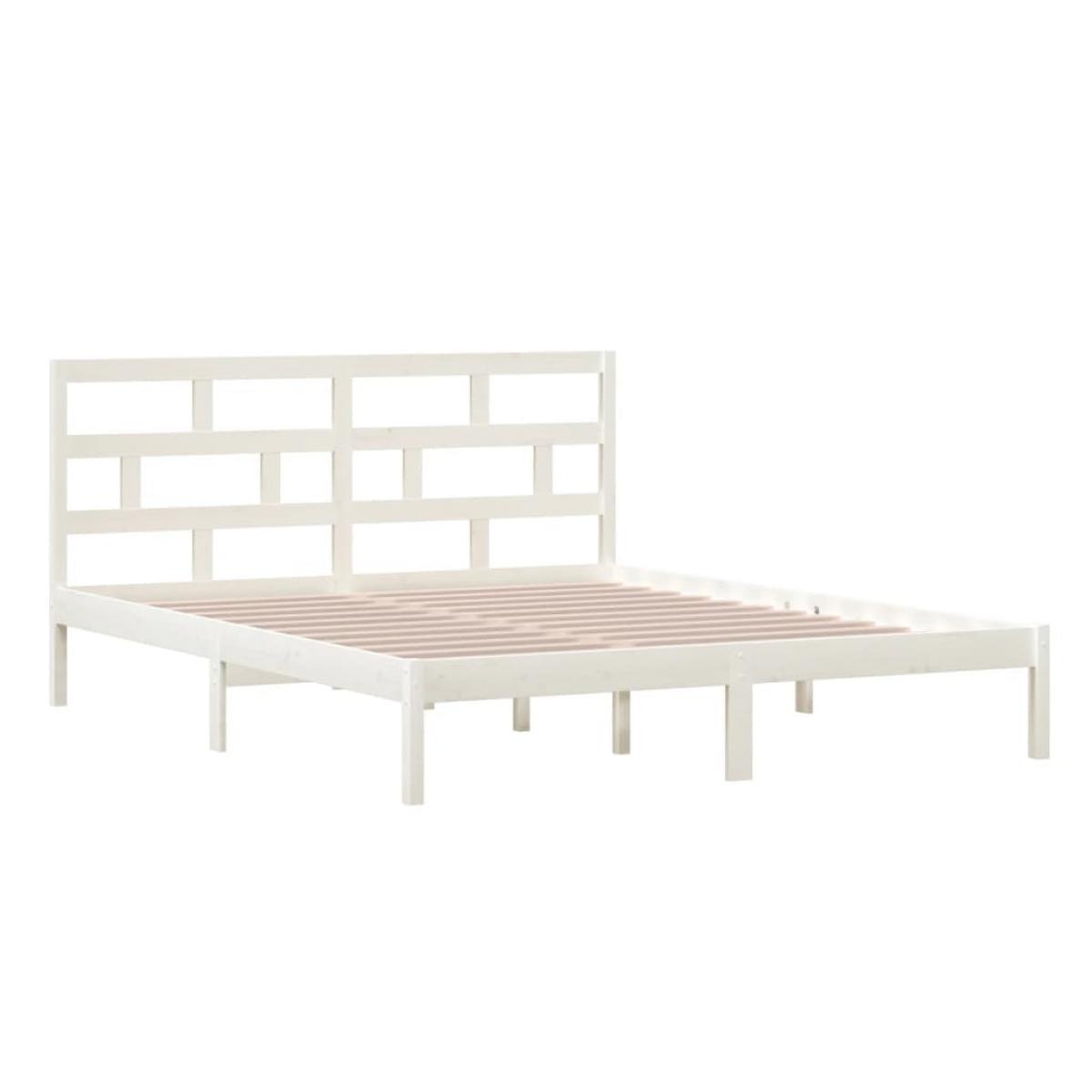 Estructura de cama de madera maciza de pino blanco 160x200 cm