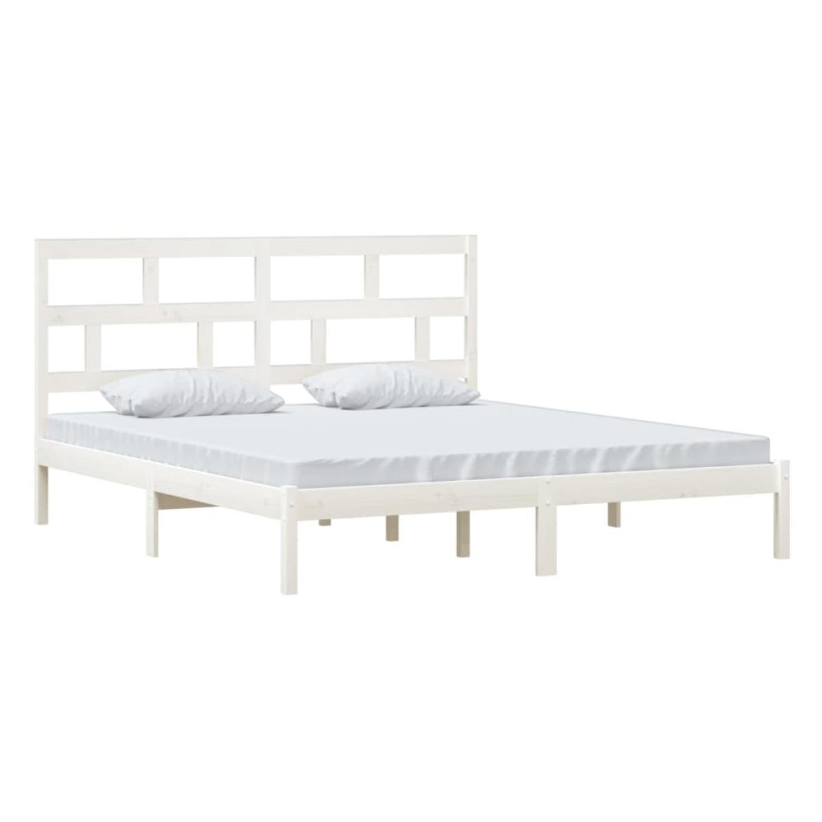 Estructura cama de madera maciza blanca super king 180x200 cm