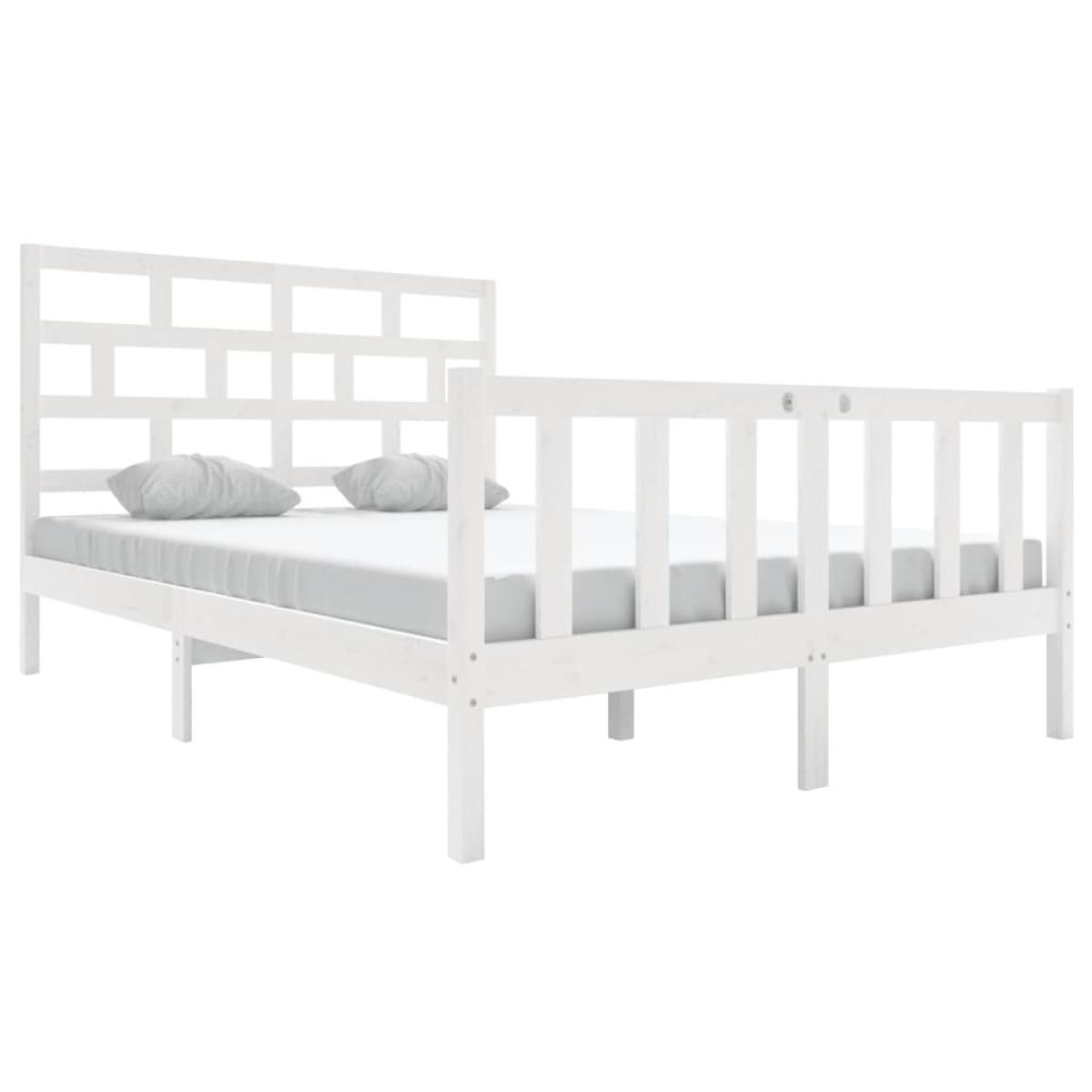 Estructura de cama madera maciza de pino blanco 120x200 cm
