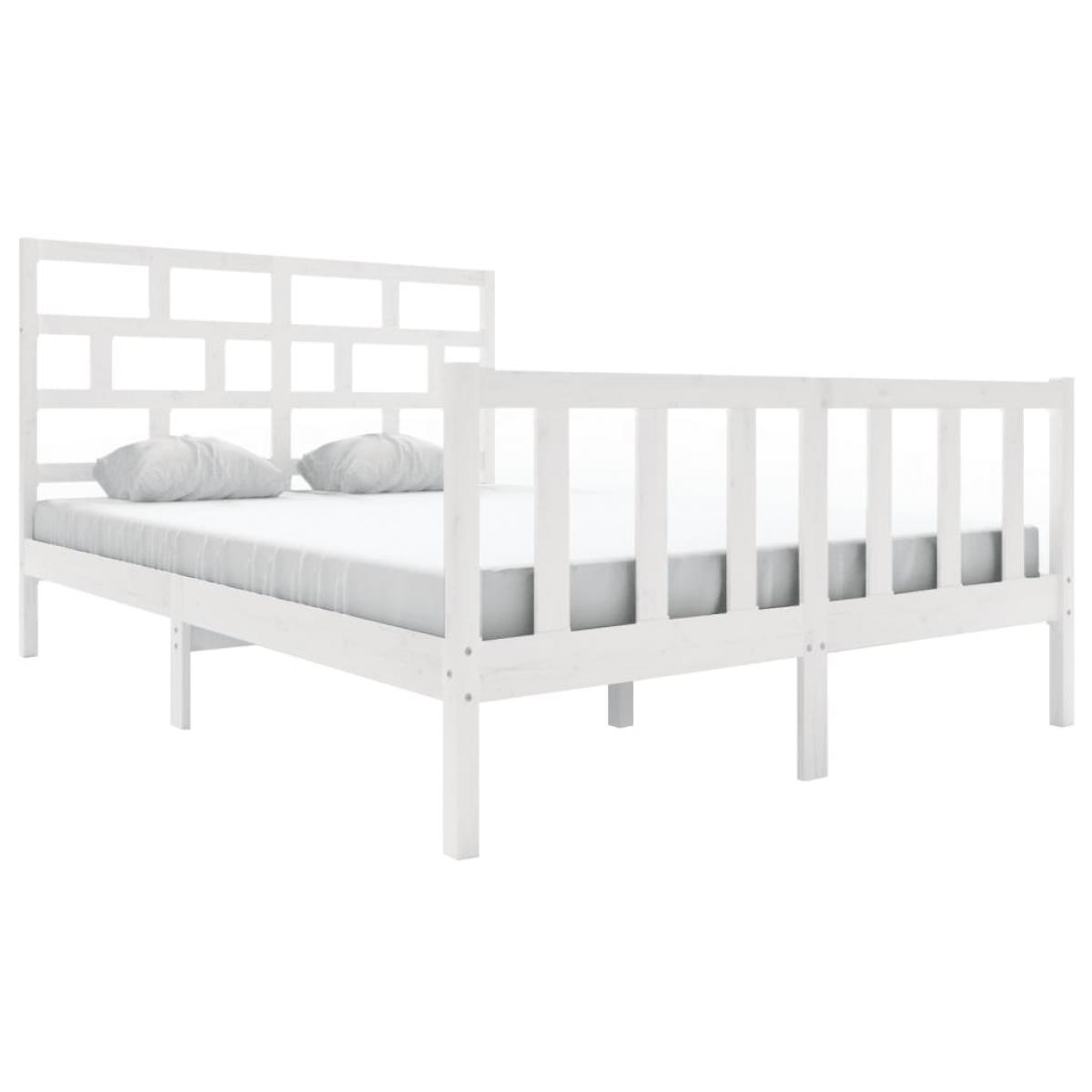 Estructura de cama de madera maciza de pino blanco 160x200 cm