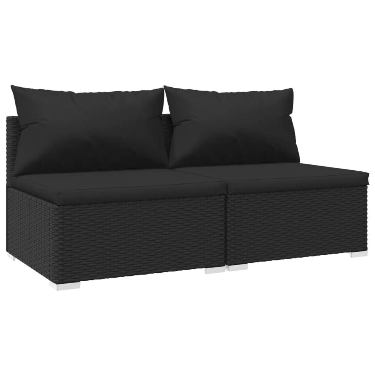 Set de muebles de jardín 2 pzas y cojines ratán sintético negro