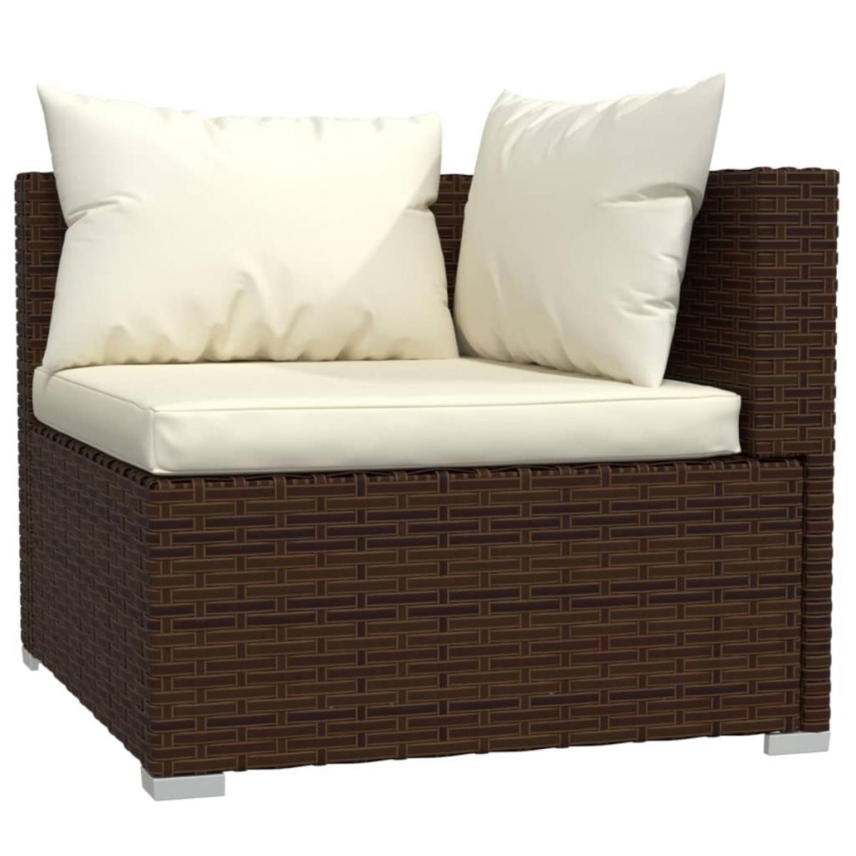 Set muebles de jardín 11 piezas cojines ratán sintético marrón