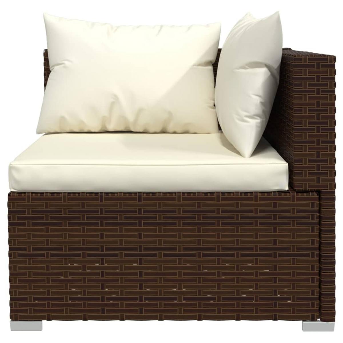 Set muebles de jardín 11 piezas cojines ratán sintético marrón