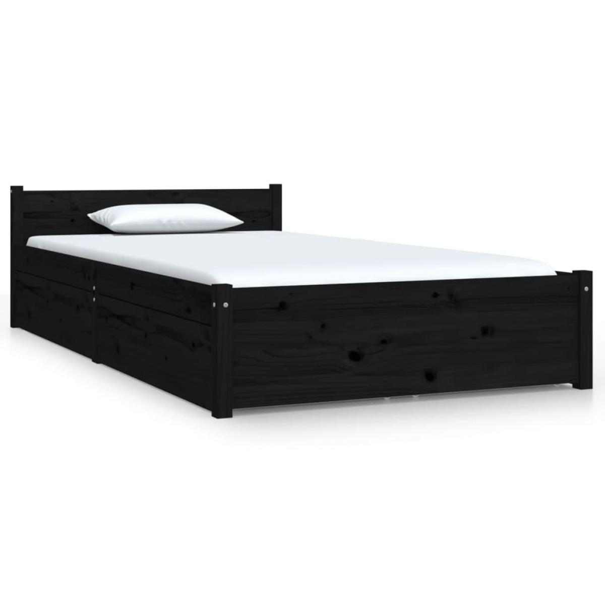 Estructura de cama con cajones negro 90x200 cm