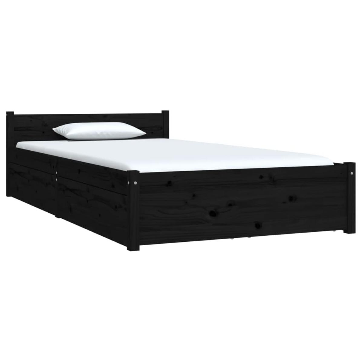 Estructura de cama con cajones negro 90x200 cm