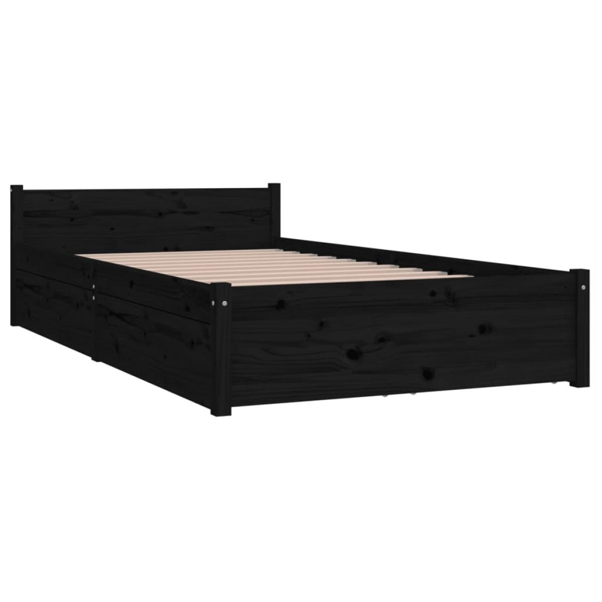Estructura de cama con cajones negro 90x200 cm