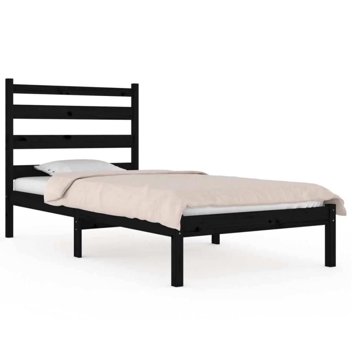 Estructura de cama individual pequeña sin colchón madera negro