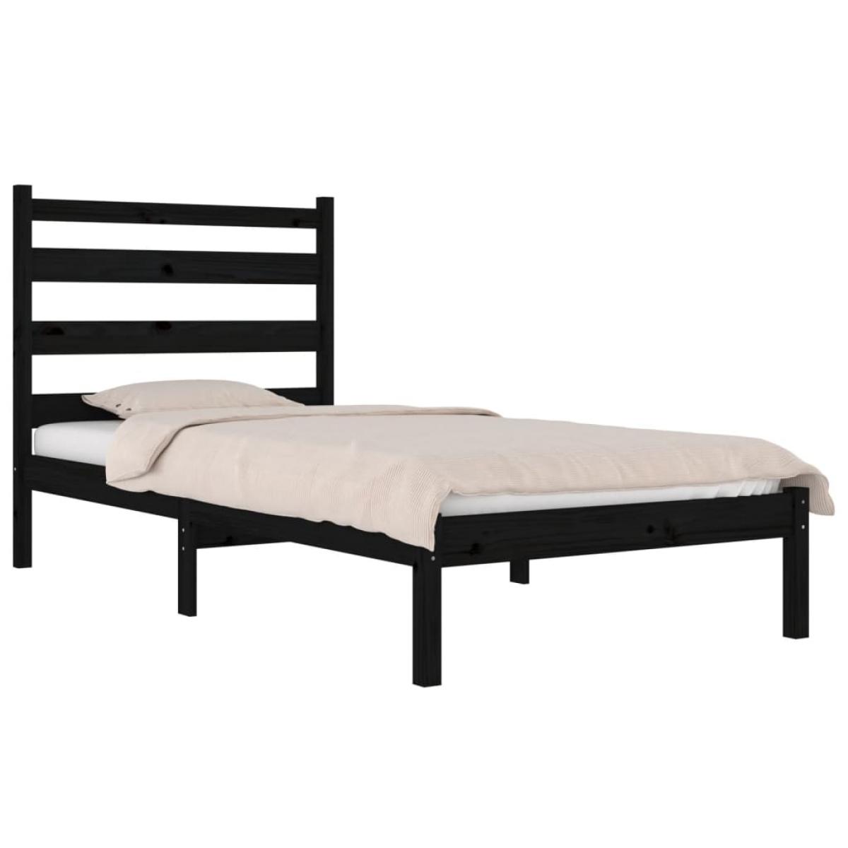 Estructura de cama individual pequeña sin colchón madera negro