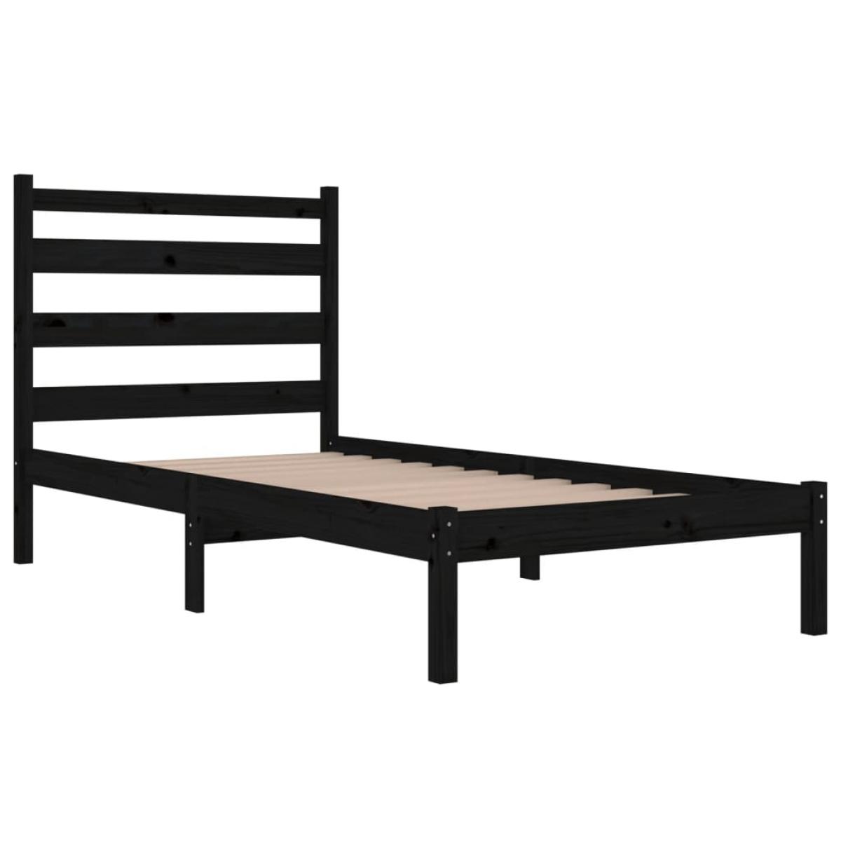 Estructura de cama individual pequeña sin colchón madera negro