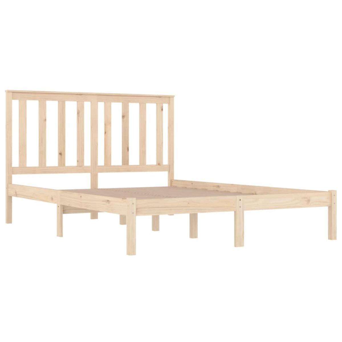 Estructura de cama doble sin colchón madera maciza