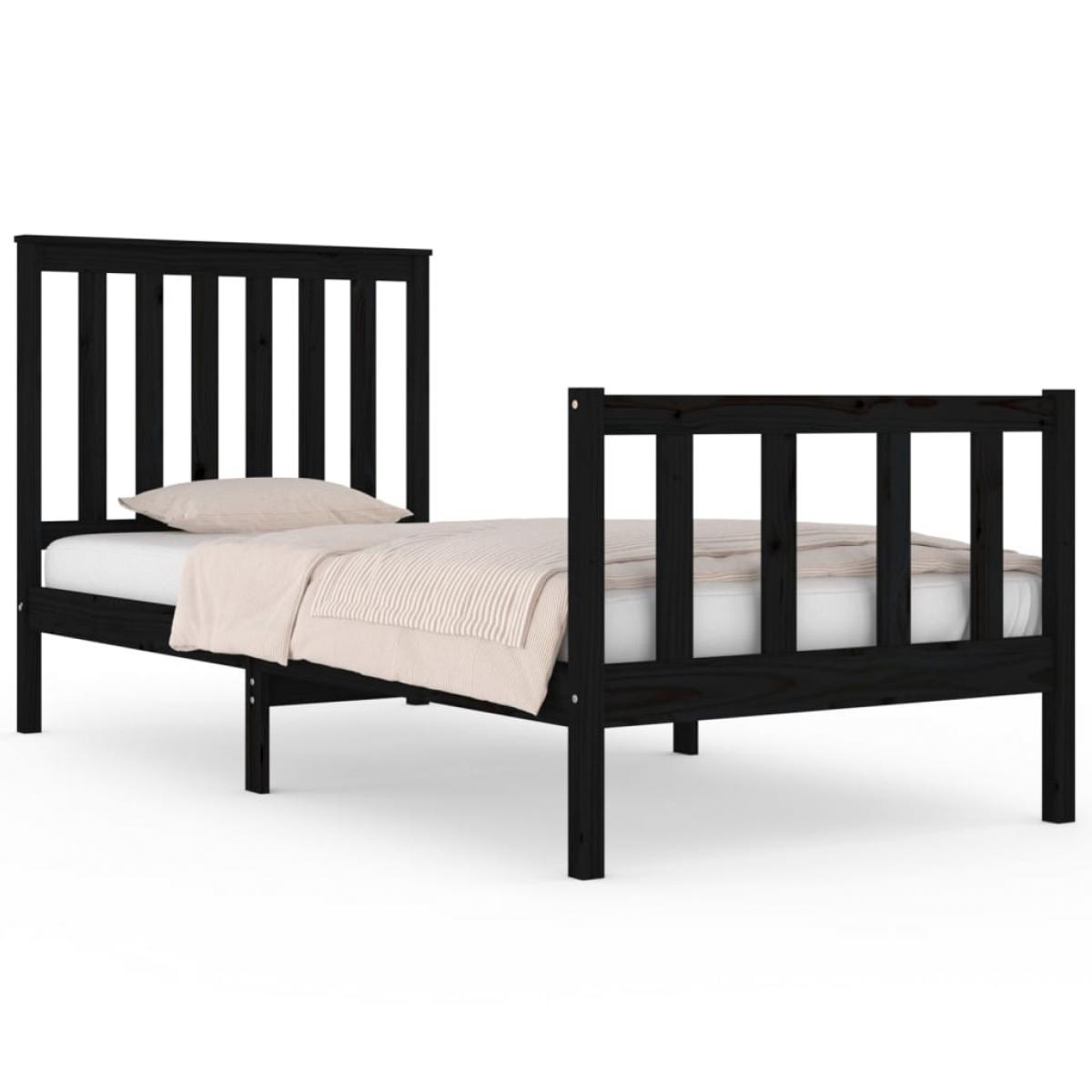 Estructura de cama individual pequeña sin colchón madera negro