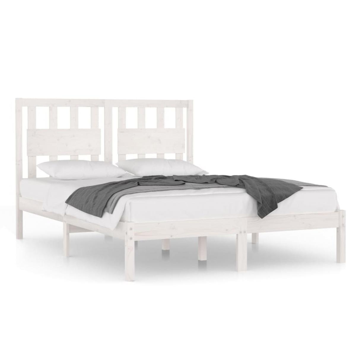 Estructura de cama madera maciza de pino blanco 200x200 cm