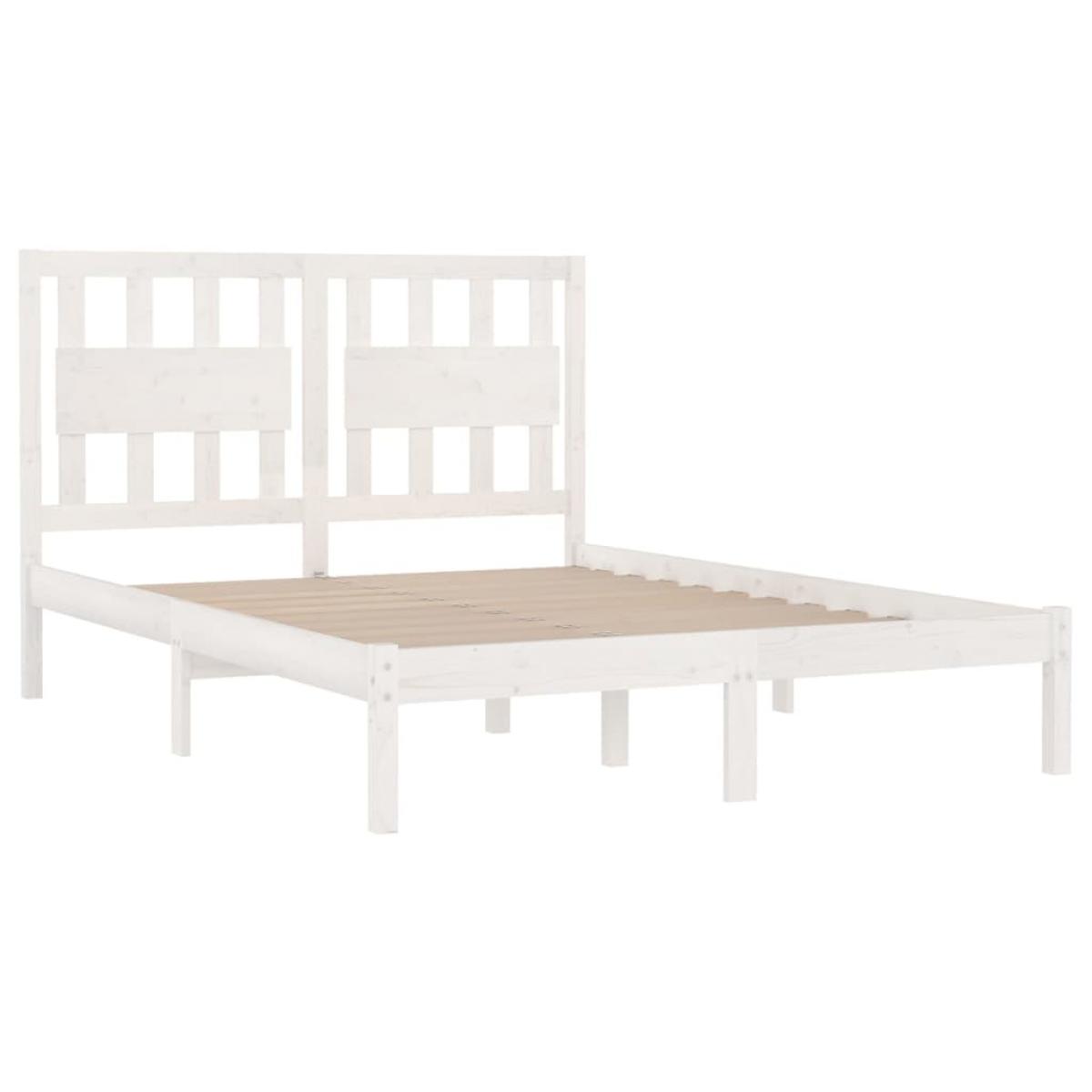 Estructura de cama madera maciza de pino blanco 200x200 cm