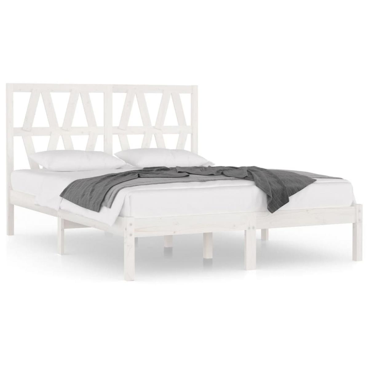 Estructura de cama madera maciza de pino blanco 120x200 cm
