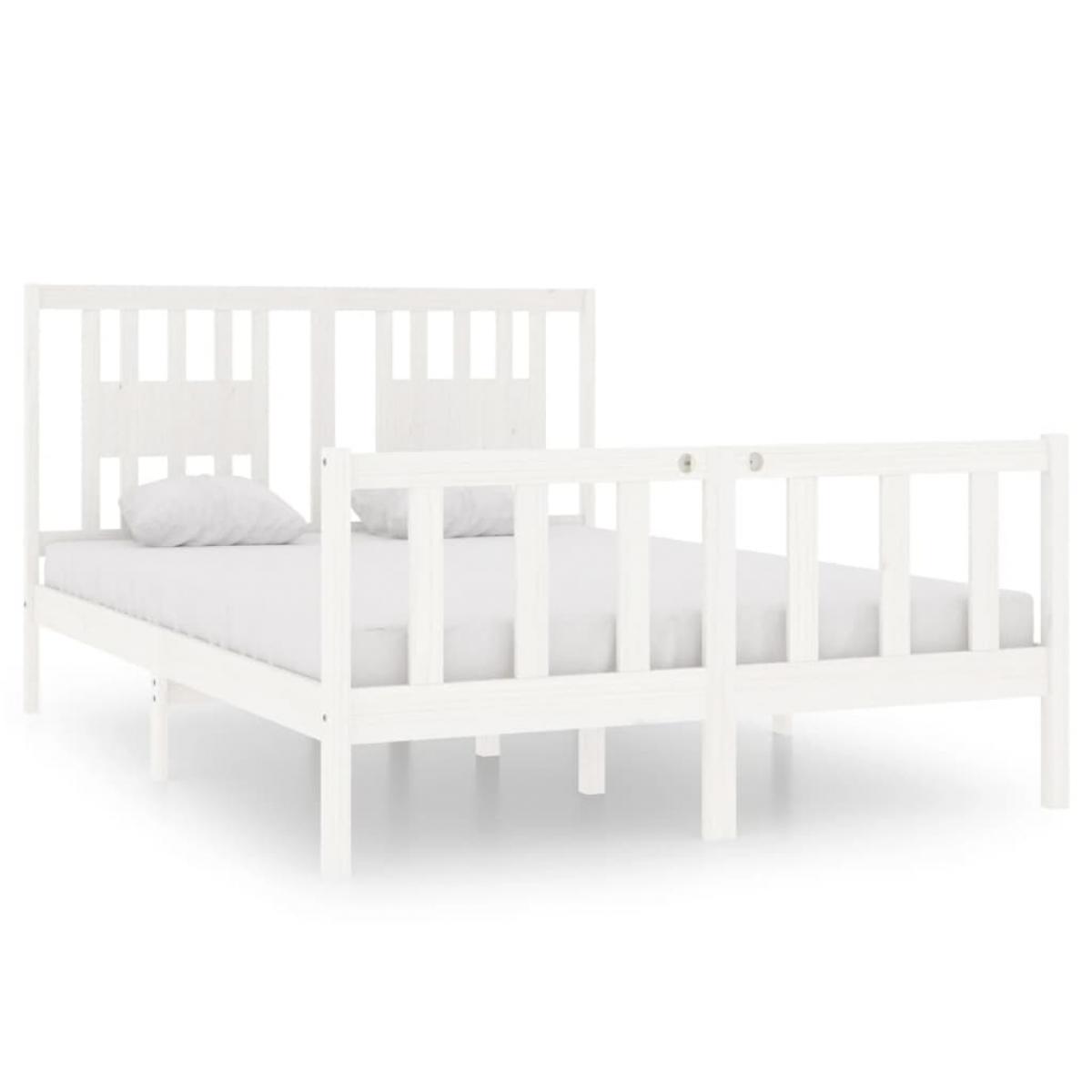 Estructura de cama de madera maciza blanca 135x190 cm
