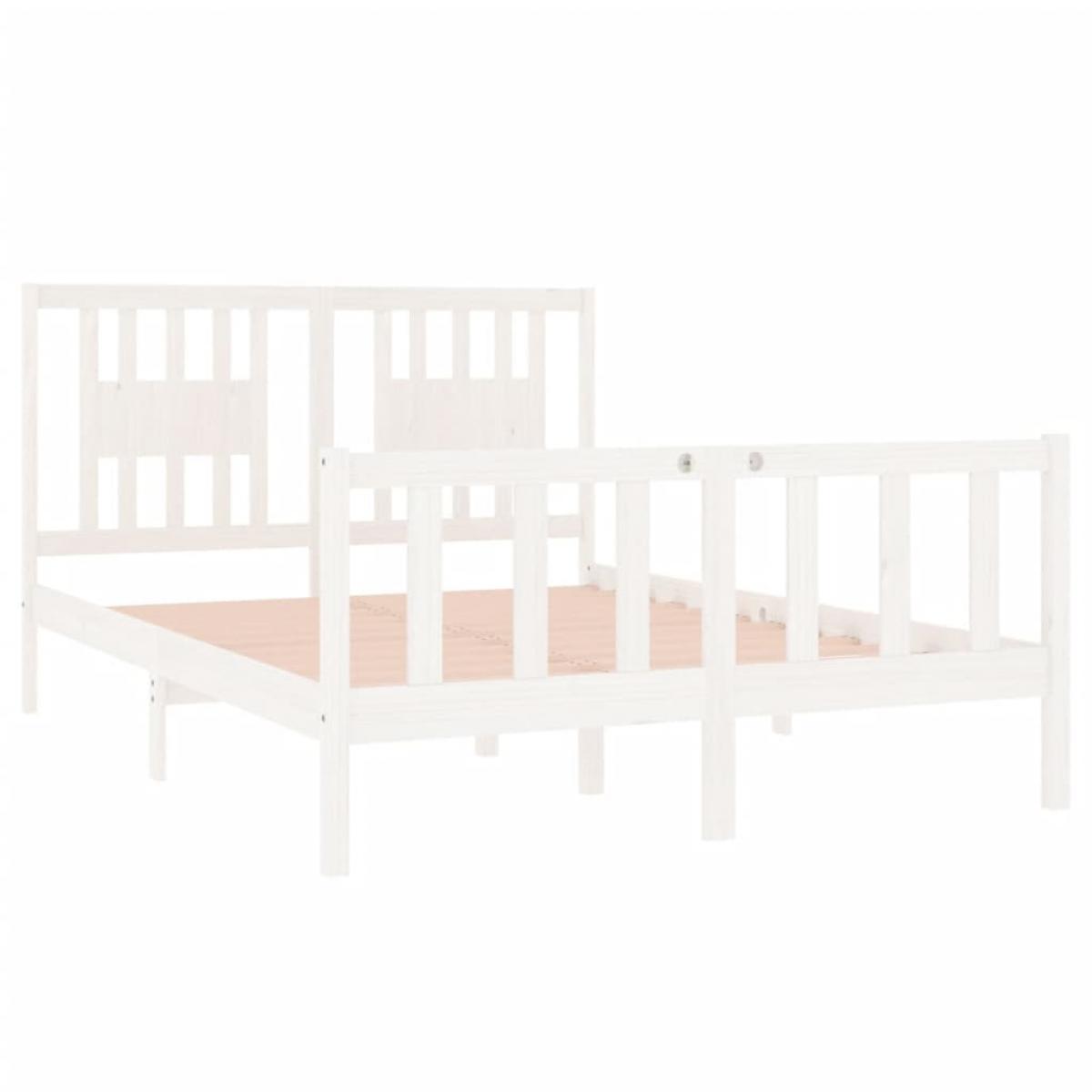 Estructura de cama de madera maciza blanca 135x190 cm