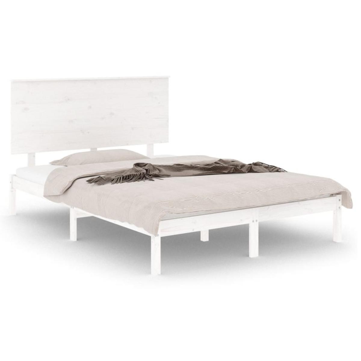 Estructura de cama de madera maciza blanca 135x190 cm