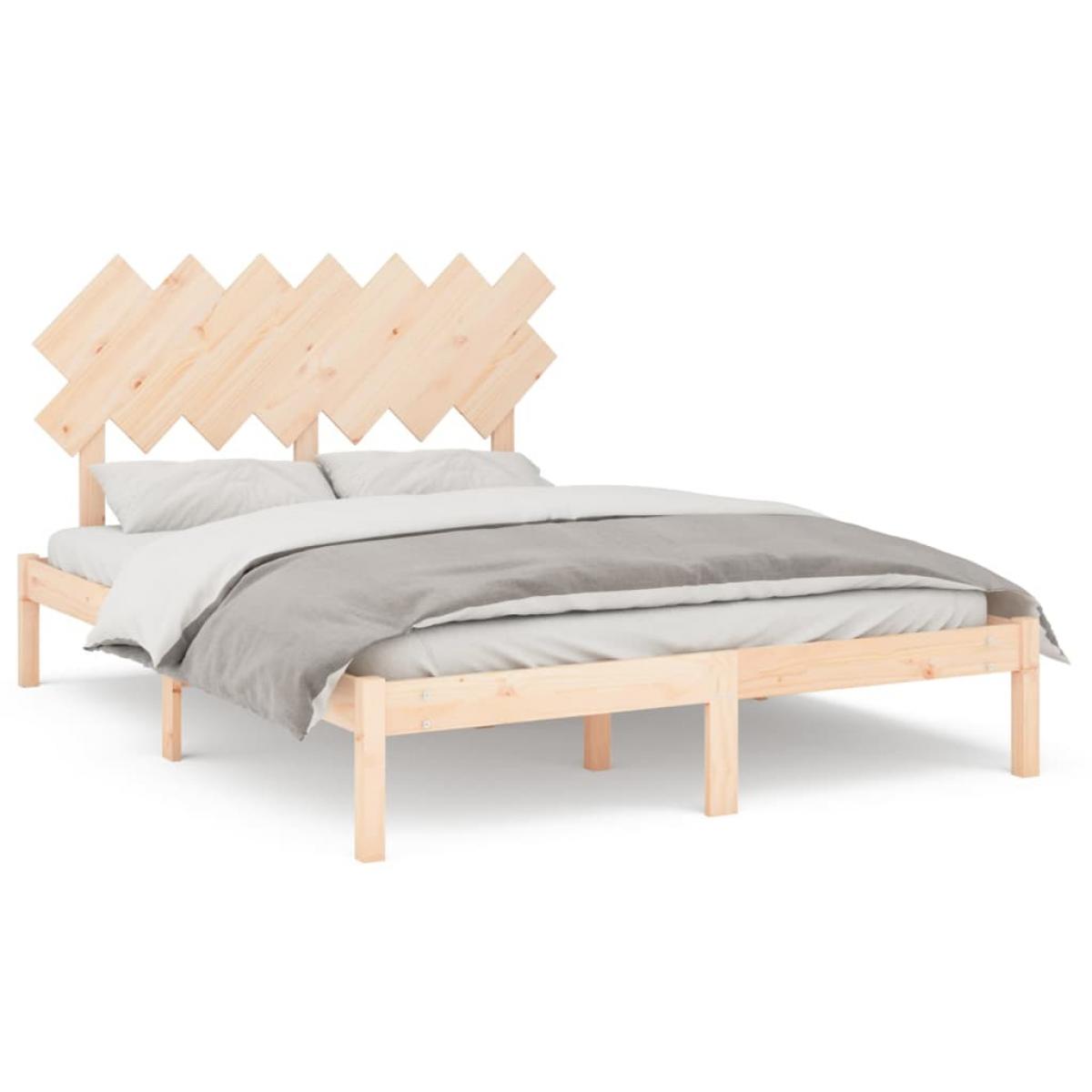 Estructura de cama doble madera maciza 140x190 cm