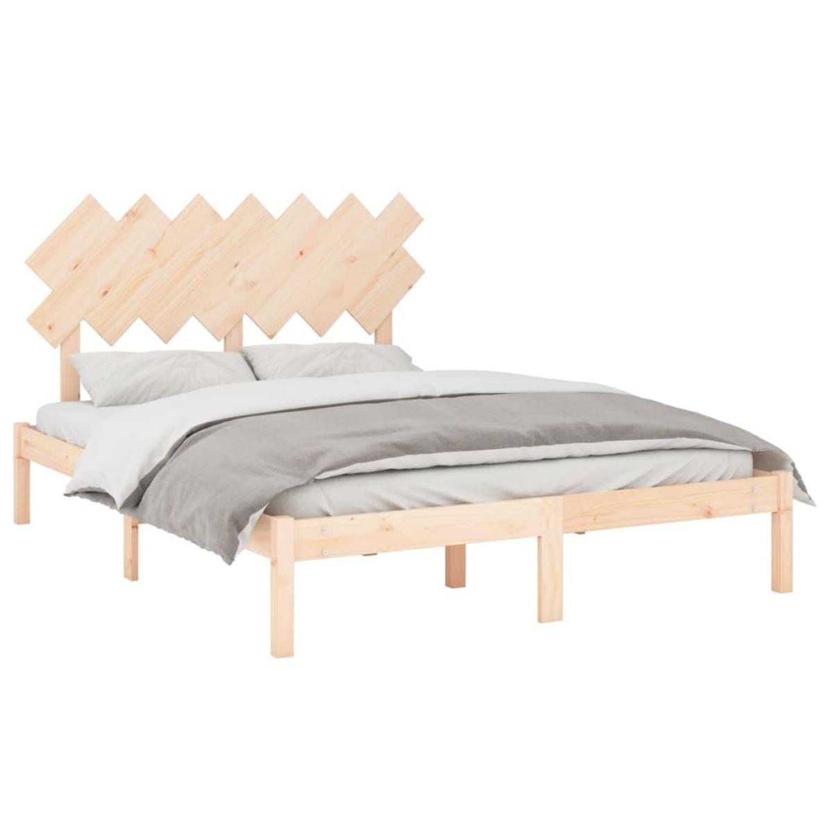Estructura de cama doble madera maciza 140x190 cm