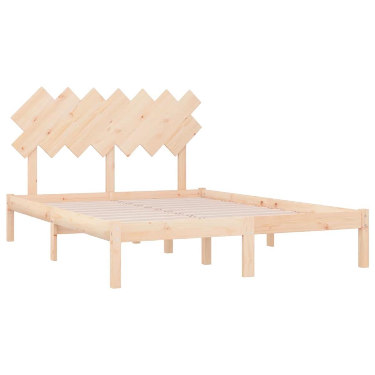 Estructura de cama doble madera maciza 140x190 cm