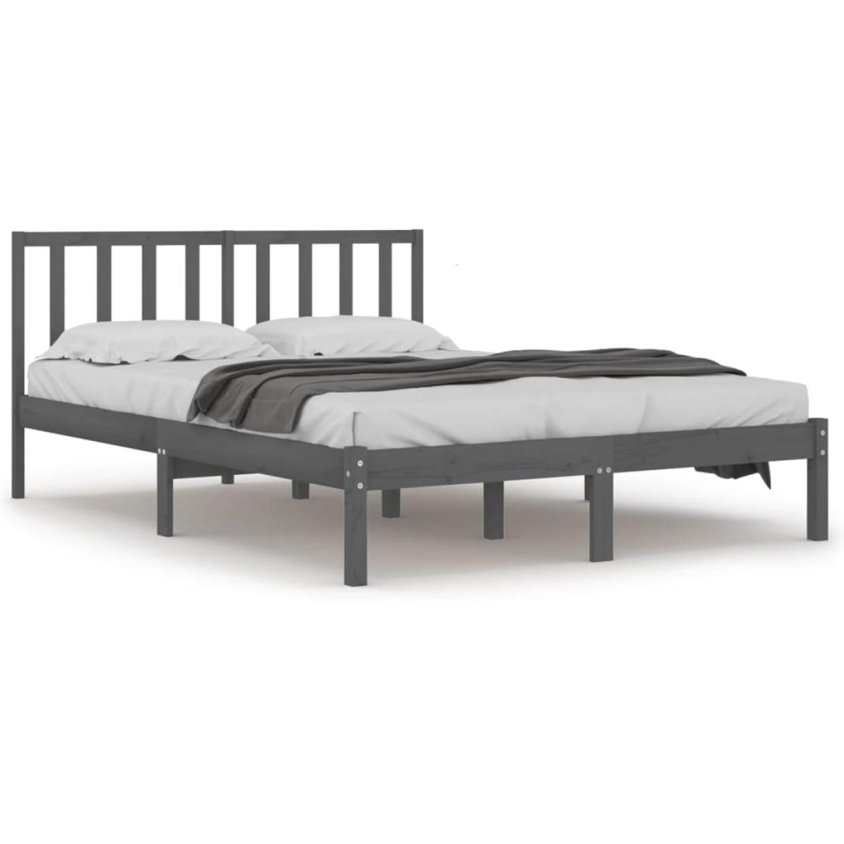 Estructura de cama sin colchón madera de pino gris 200x200 cm