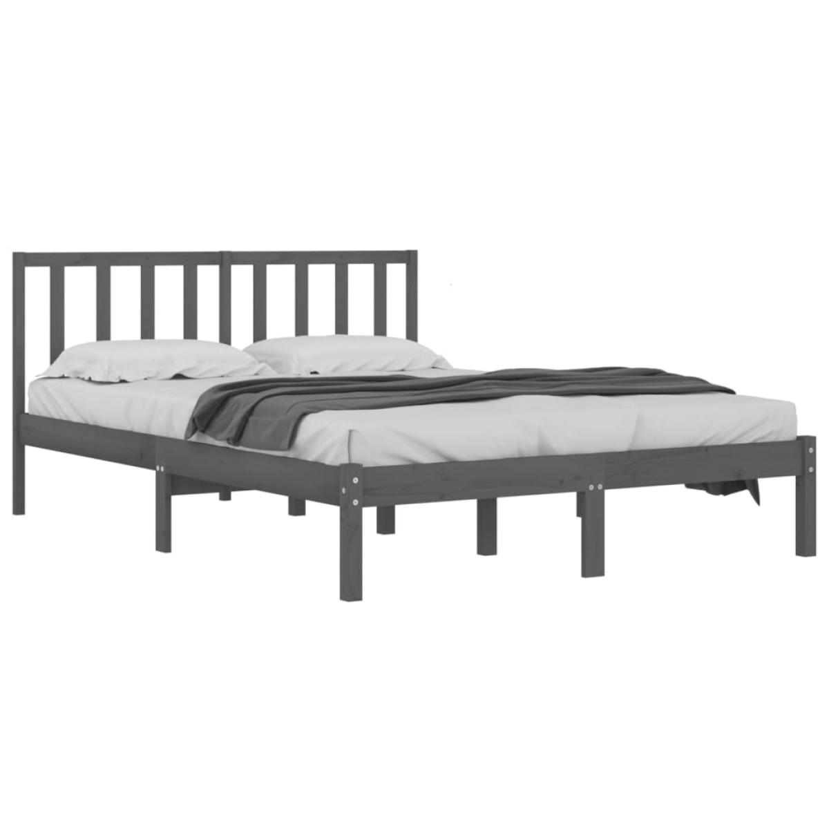 Estructura de cama sin colchón madera de pino gris 200x200 cm