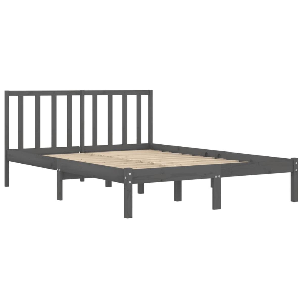 Estructura de cama sin colchón madera de pino gris 200x200 cm