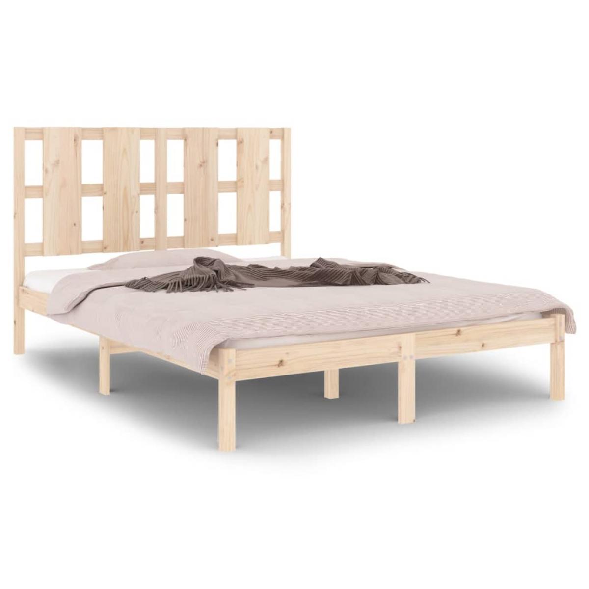 Estructura de cama sin colchón madera maciza de pino 140x190 cm