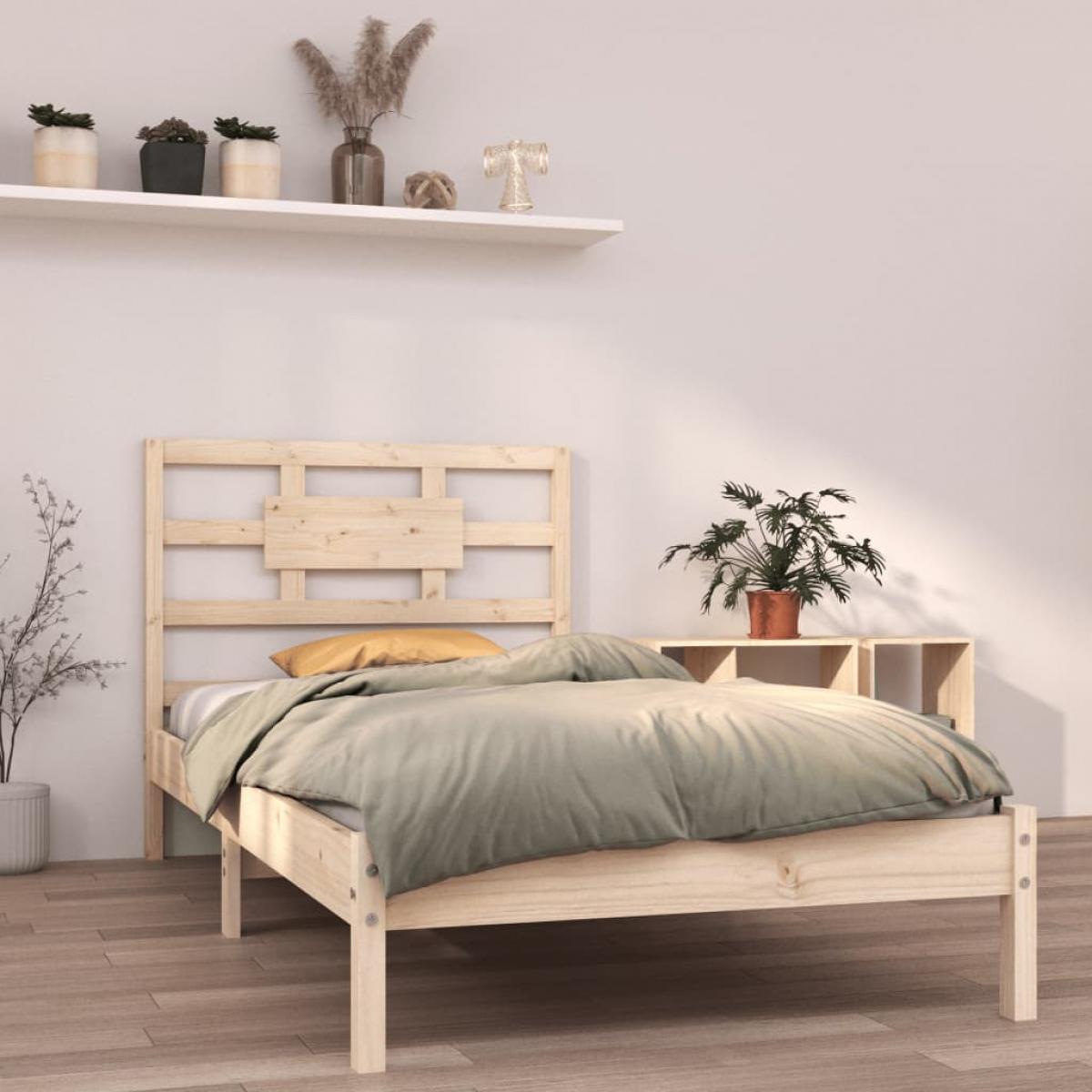 Estructura de cama madera maciza de pino 90x200 cm