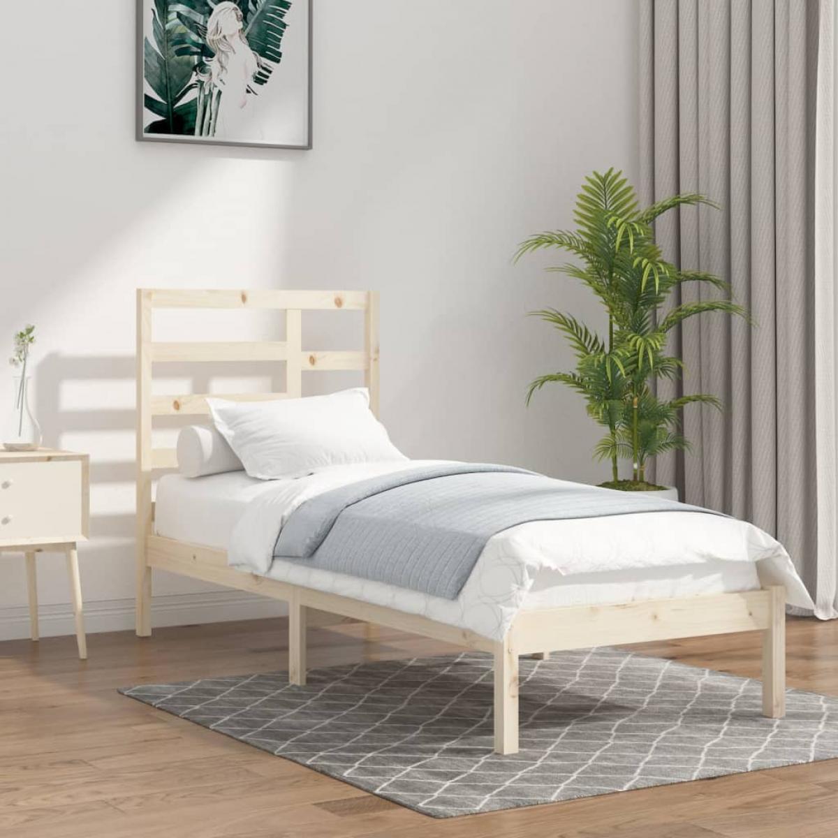 Estructura cama individual sin colchón madera maciza 90x190 cm