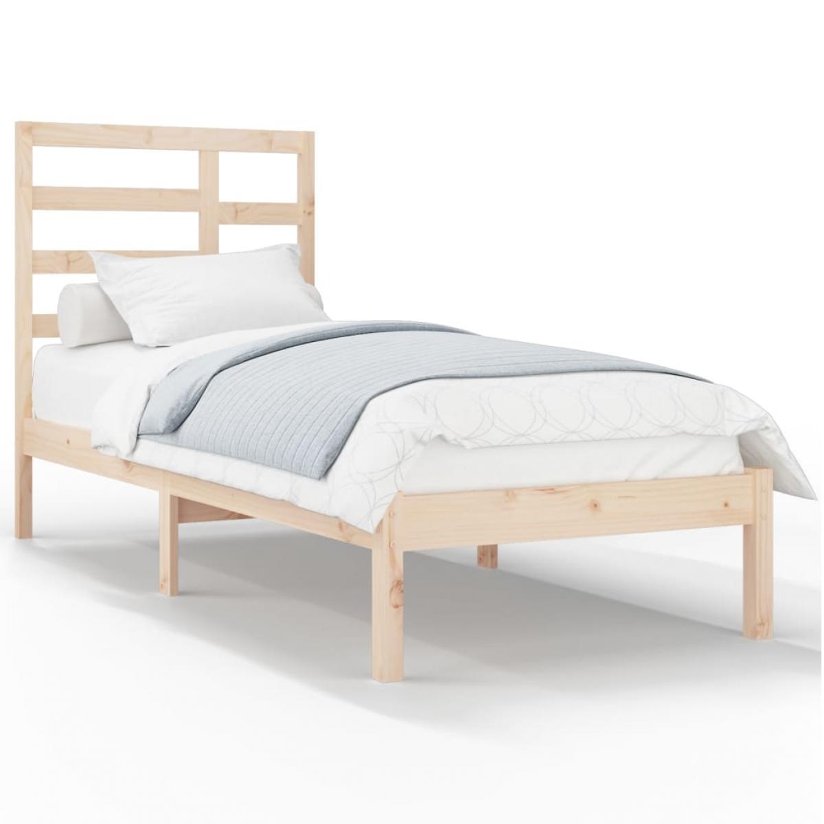 Estructura cama individual sin colchón madera maciza 90x190 cm