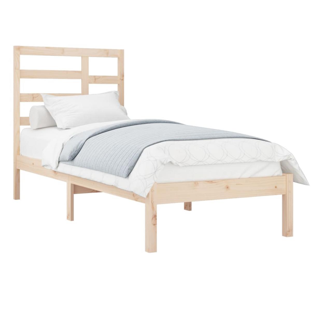 Estructura cama individual sin colchón madera maciza 90x190 cm
