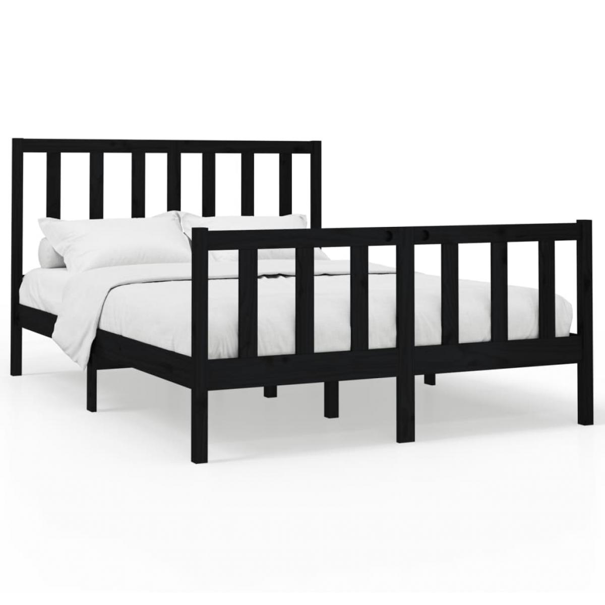 Estructura de cama de madera maciza de pino negro 140x190 cm
