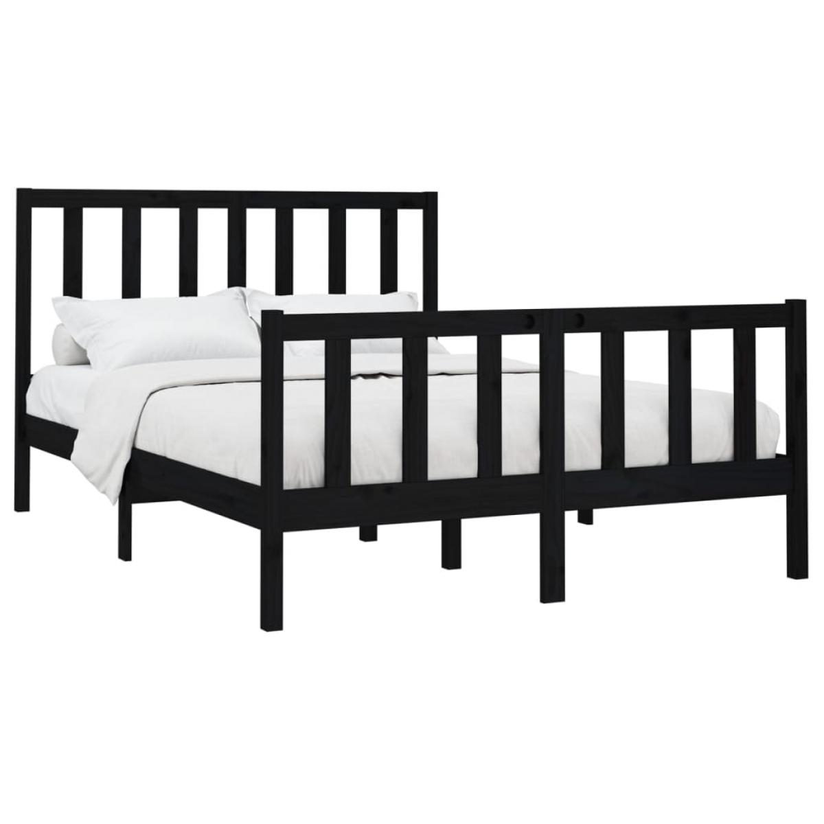 Estructura de cama de madera maciza de pino negro 140x190 cm
