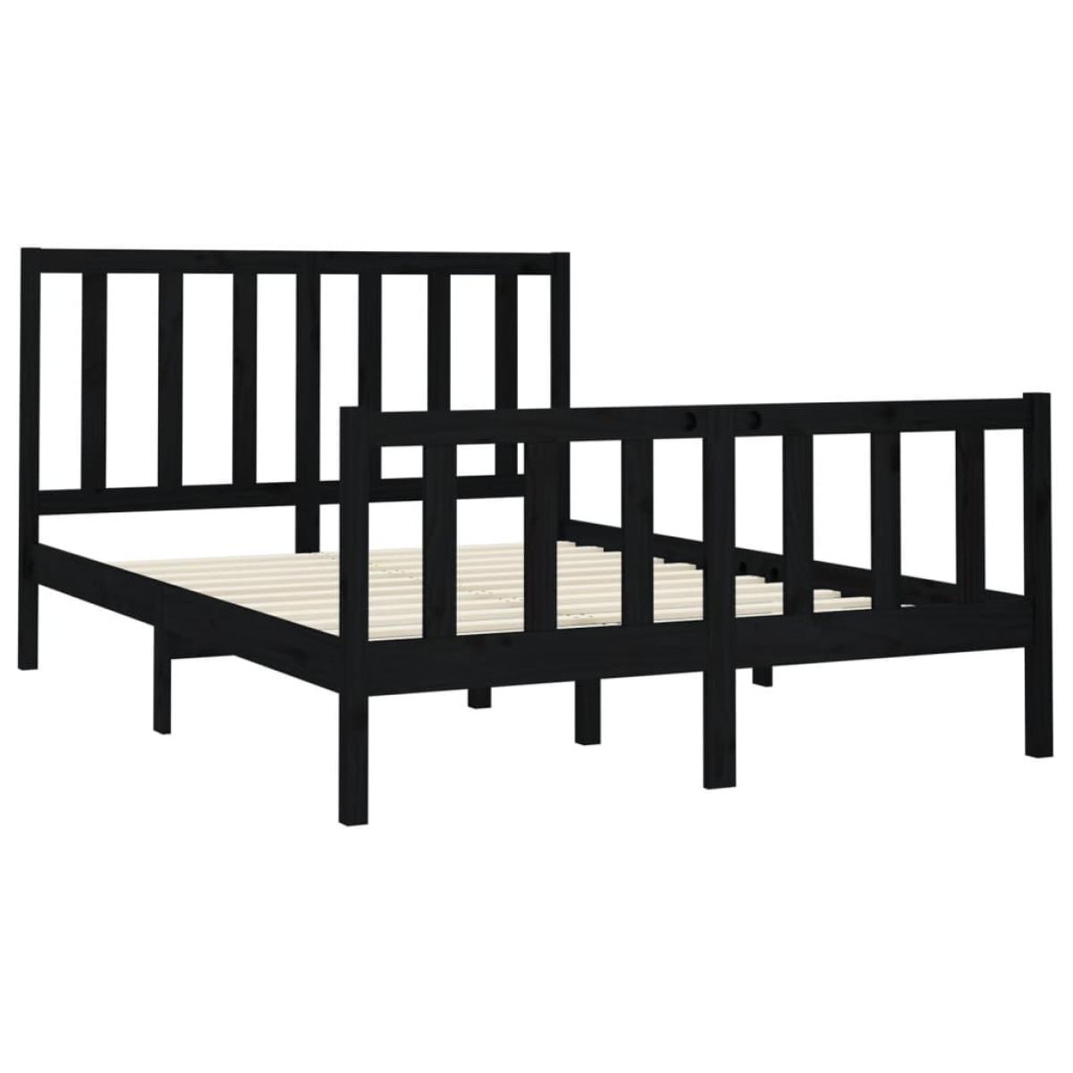 Estructura de cama de madera maciza de pino negro 140x190 cm