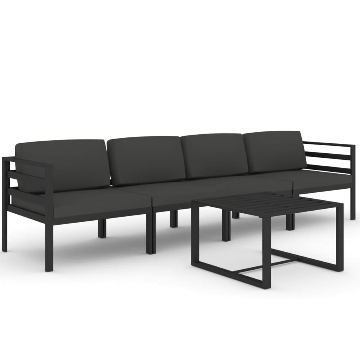 Set muebles de jardín 5 pzas y cojines aluminio gris antracita