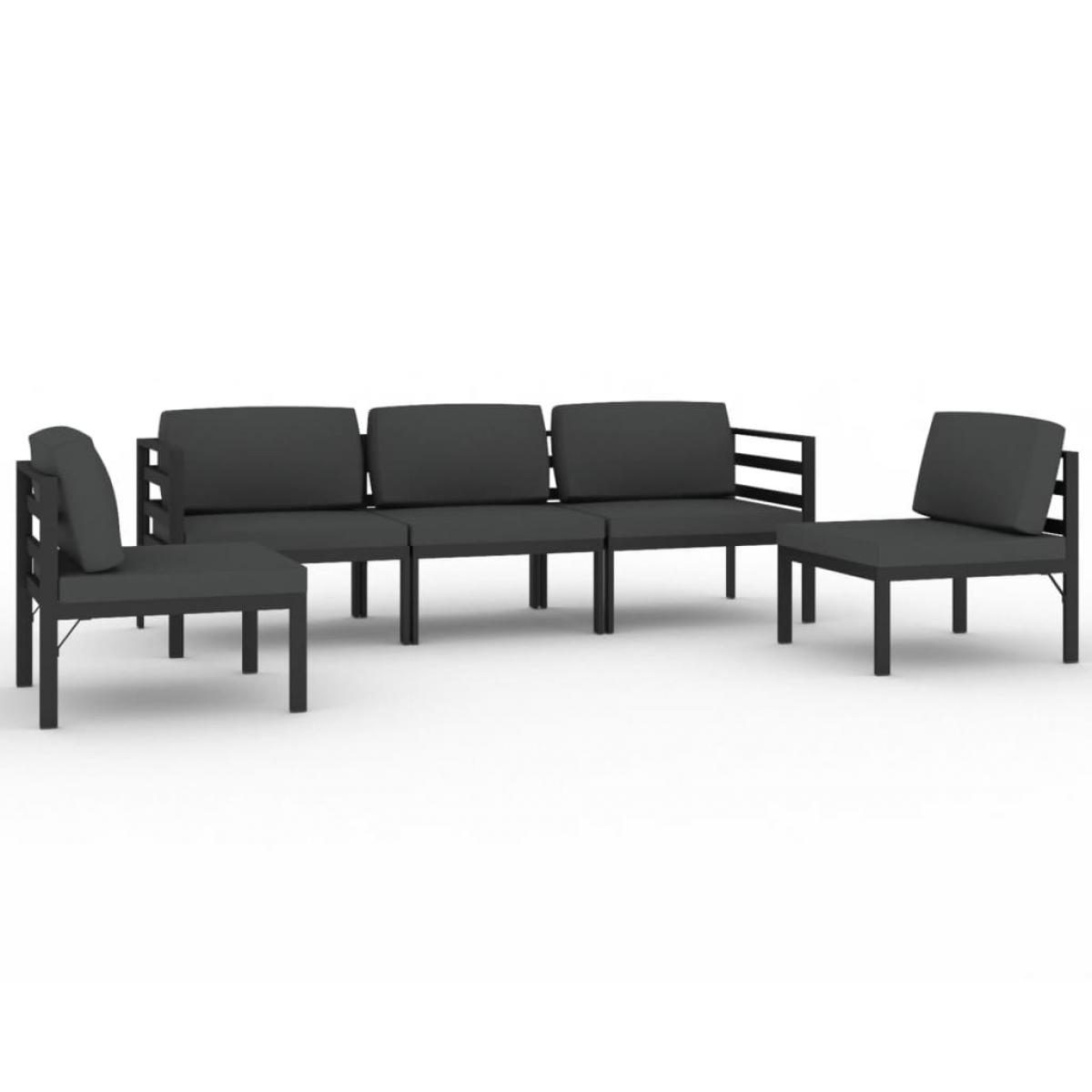 Set muebles de jardín 5 pzas y cojines aluminio gris antracita
