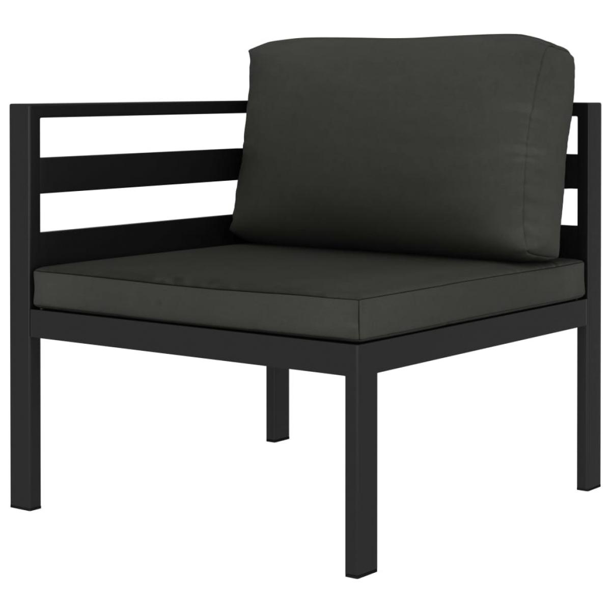 Set muebles de jardín 6 pzas y cojines aluminio gris antracita