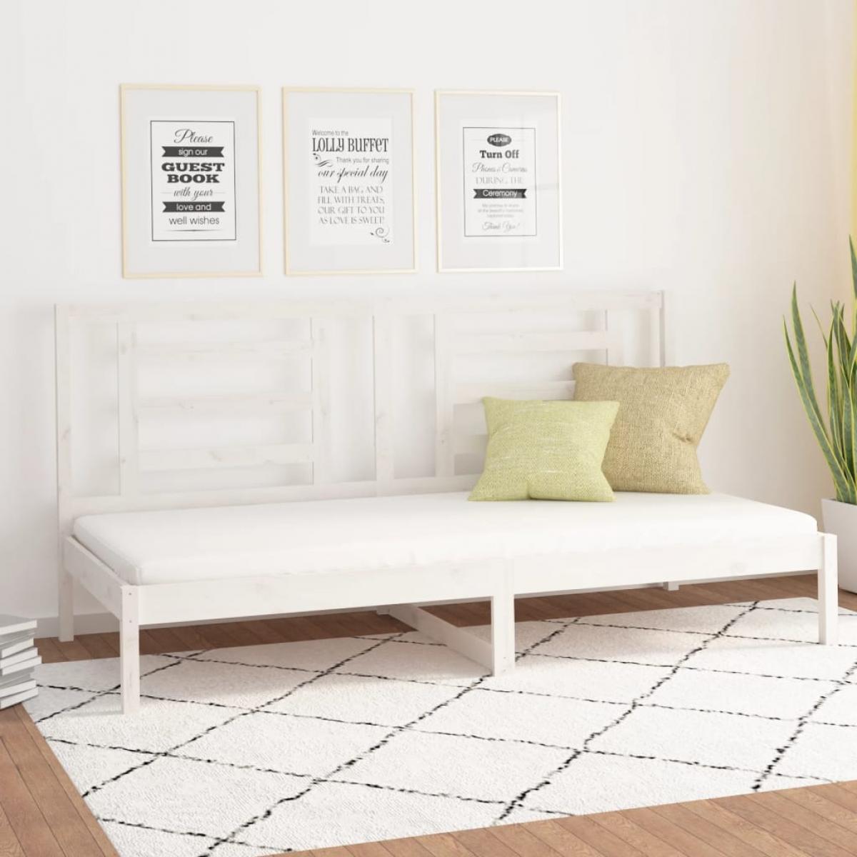 Sofá cama sin colchón madera maciza de pino blanco 90x200 cm