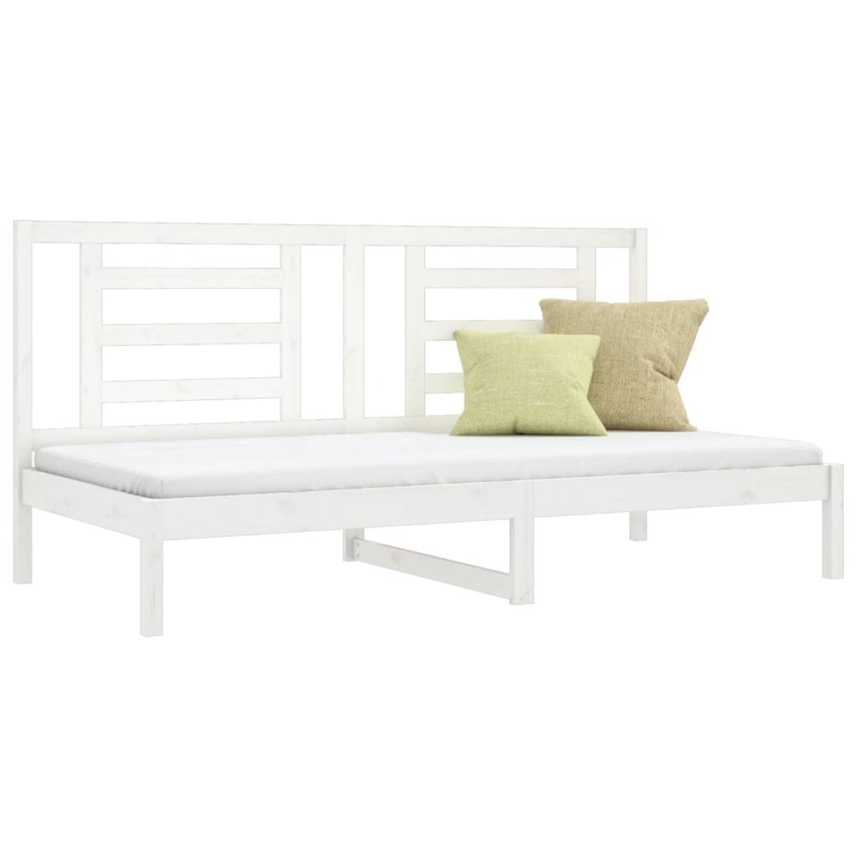 Sofá cama sin colchón madera maciza de pino blanco 90x200 cm