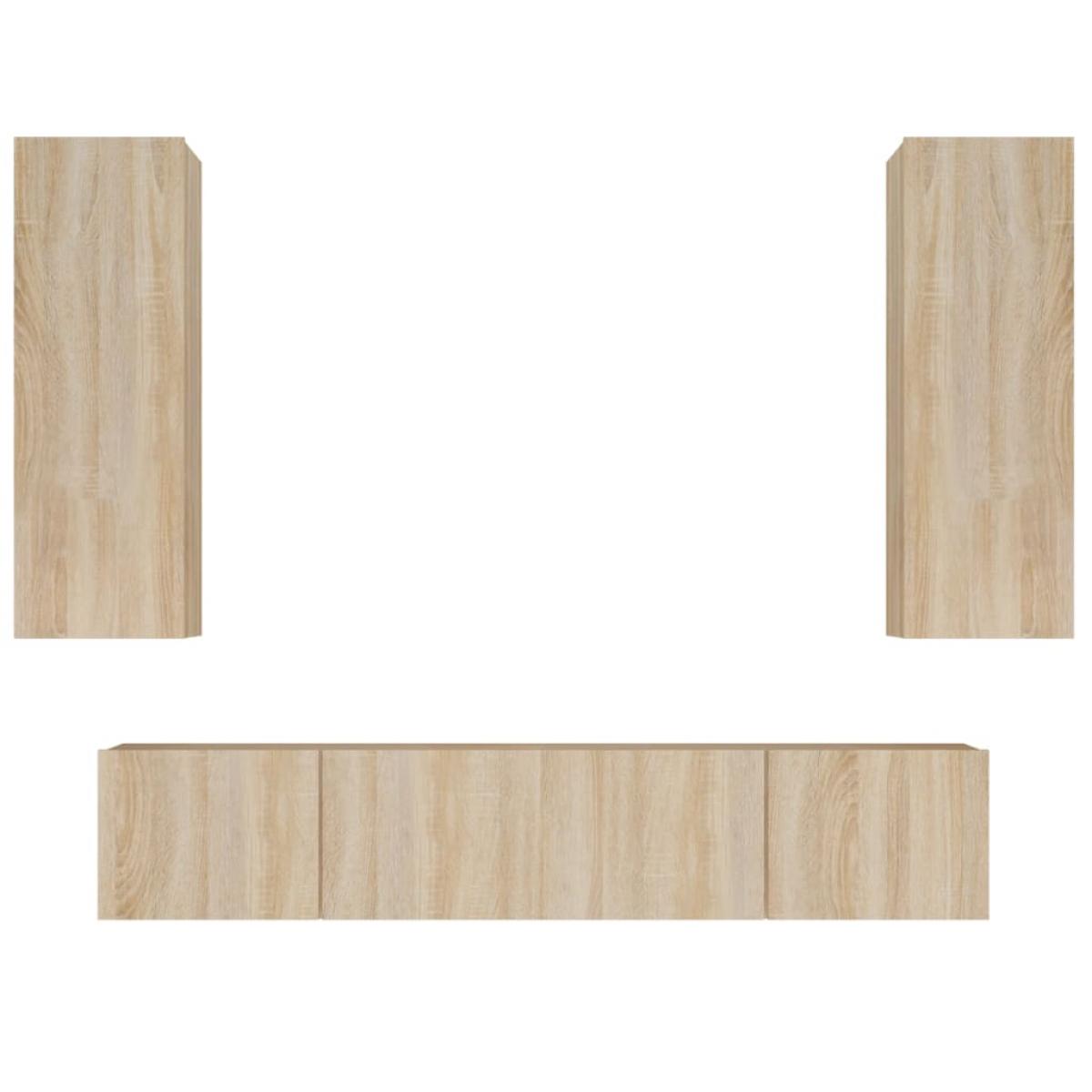 Set de muebles para TV 4 pzas madera contrachapada roble Sonoma