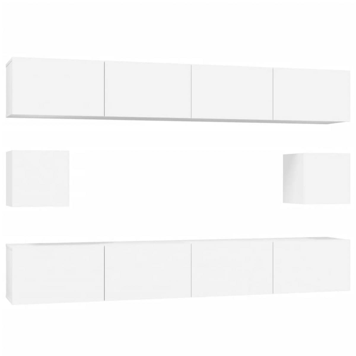 Set de muebles para TV 6 piezas madera contrachapada blanco