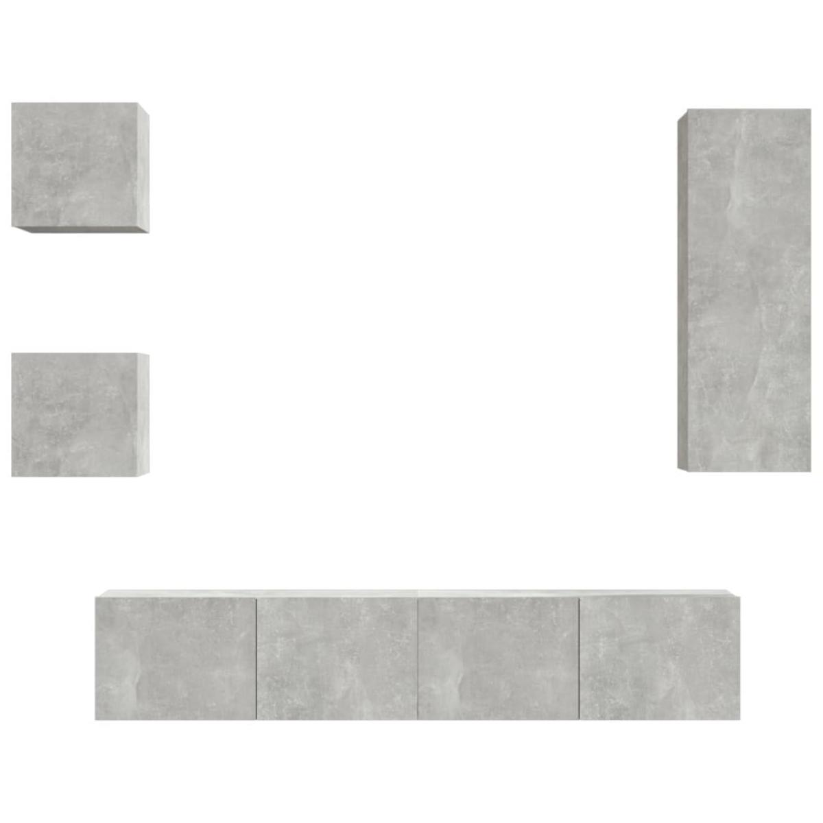 Set de muebles de TV 5 pzas madera contrachapada gris hormigón