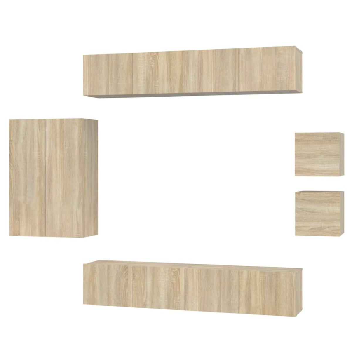 Set de muebles para TV 8 pzas madera contrachapada roble Sonoma