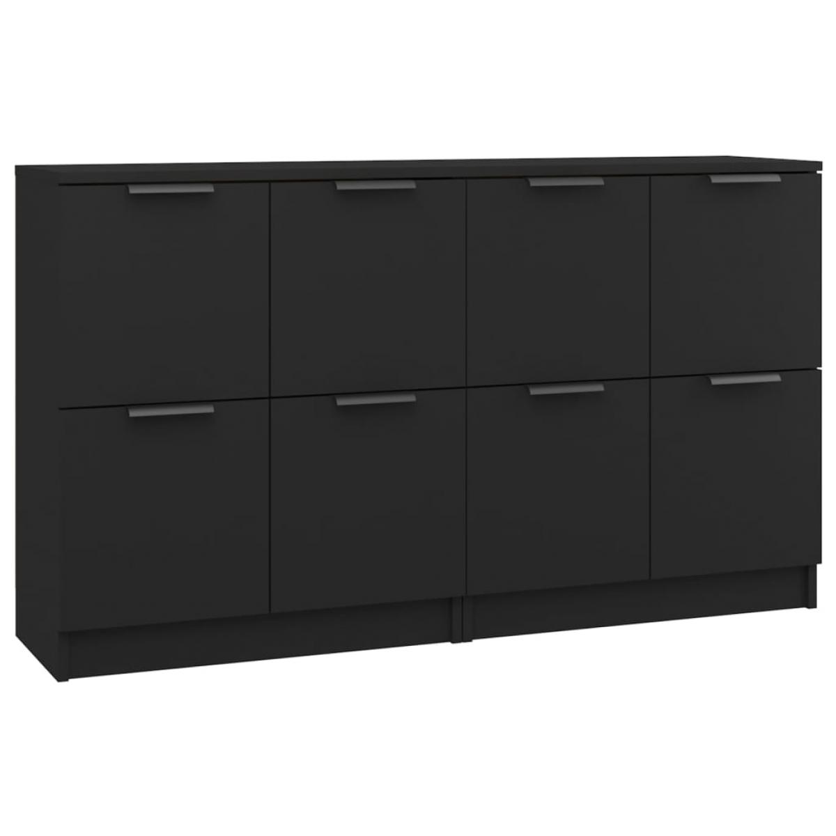 Aparadores 2 uds madera contrachapada negro 60x30x70 cm