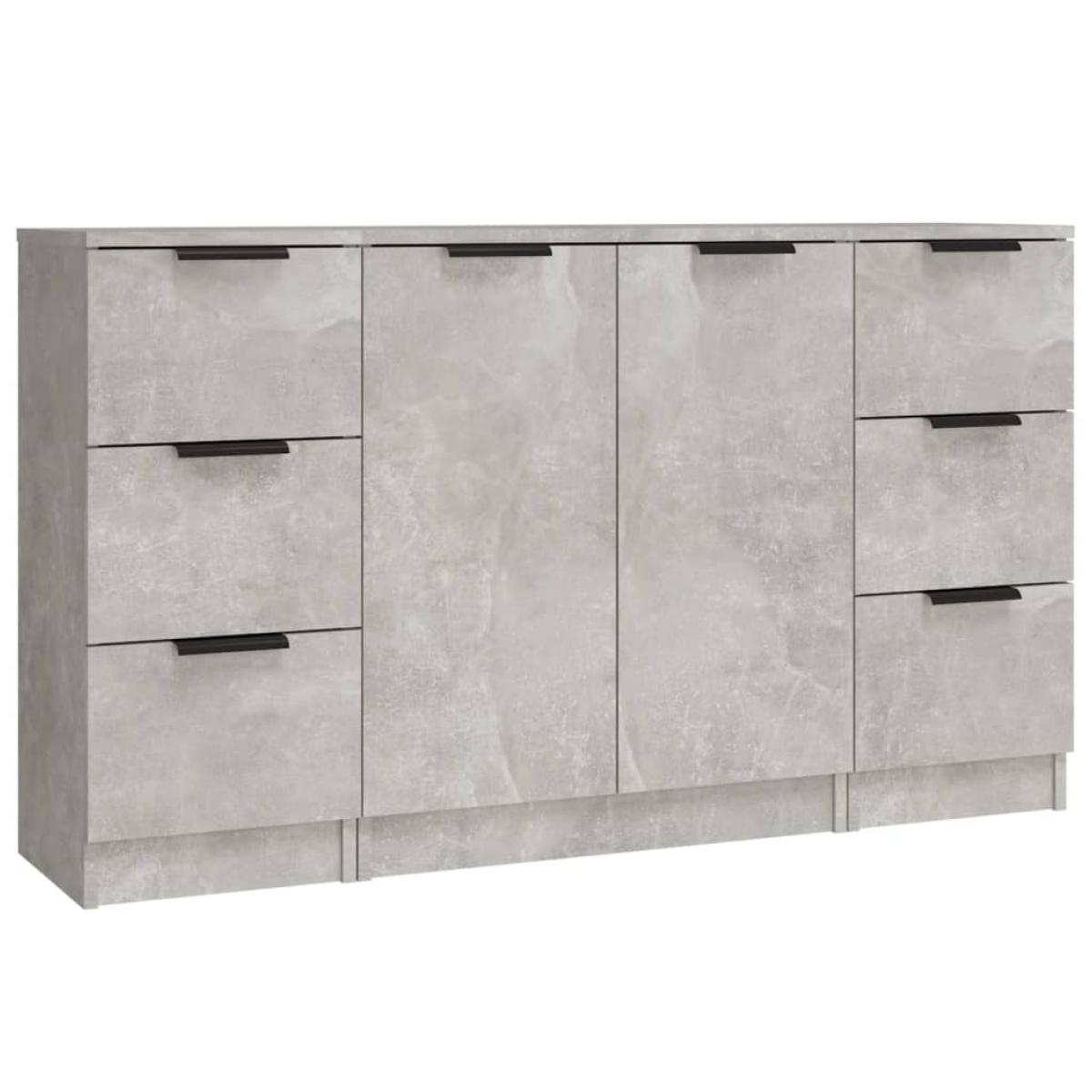 Aparadores 3 piezas madera contrachapada gris cemento